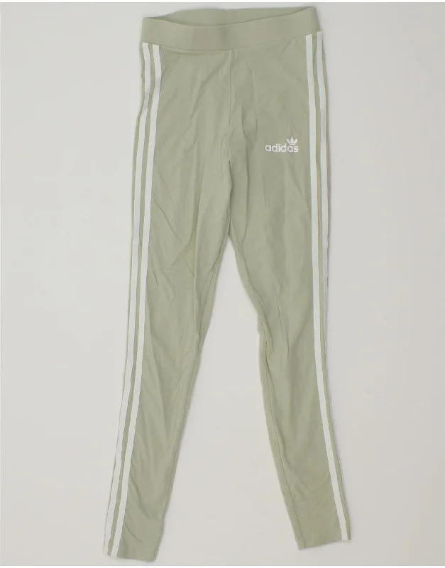 Modern Daywear Casual Wardrobe ADIDAS Womens Leggings UK 8 Small Green Cotton