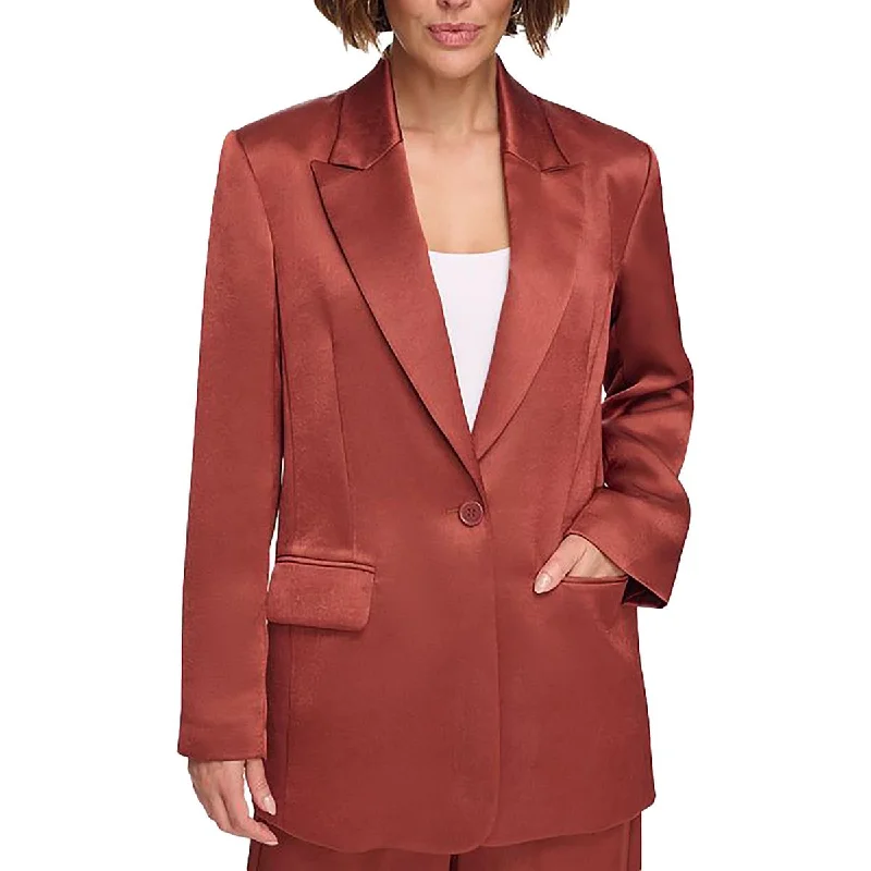 DKNY Womens Satin Suit Separate One-Button Blazer