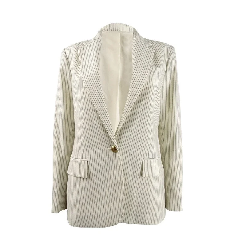 Lauren Ralph Lauren Women's Pinstripe-Print Straight-Fit Blazer