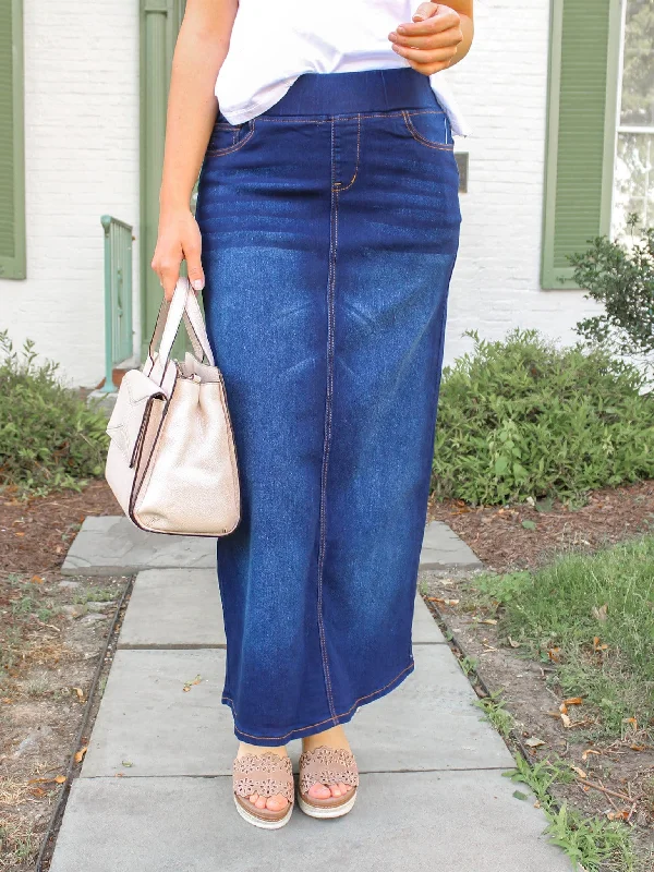 Street Comfort Clothing Affordable Layers Classic Waistband Long Denim (DK Blue)