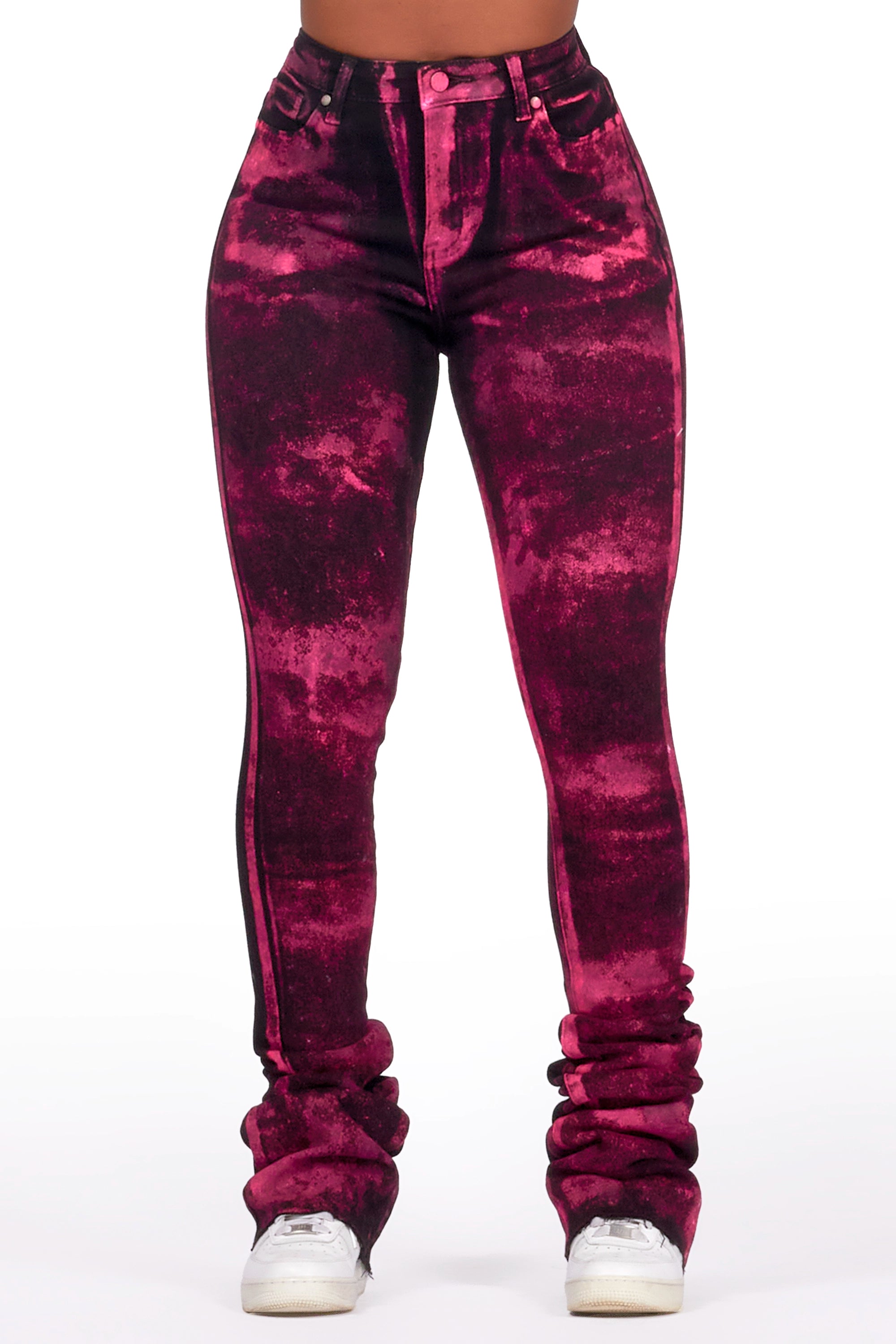 Stylish Comfort Look Street Comfortwear Sherian Black Painted Super Stacked Jean