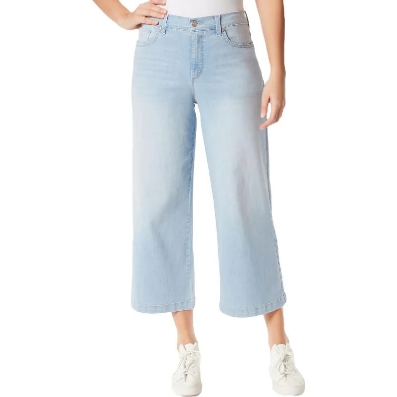 Modern Fitwear Simple Wear Amanda Womens Cropped Stretch Wide Leg Jeans