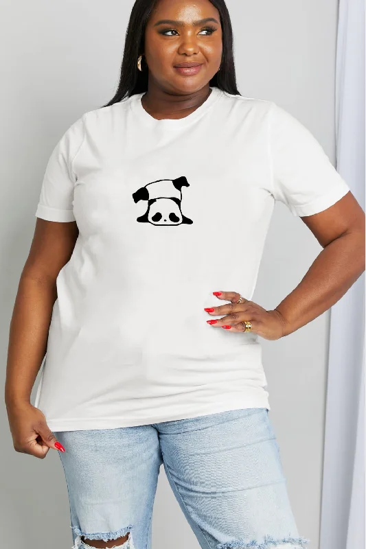 Comfortable Everyday Look Comfortable Layering Simply Love Full Size Panda Graphic Cotton Tee Comfortable Everyday Look Comfortable Layering Simply Love Full Size Panda Graphic Cotton Tee