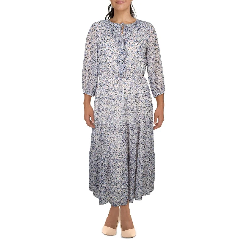 Lauren Ralph Lauren Womens Floral Print Georgette Maxi Dress