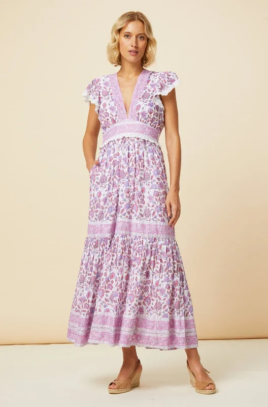 Relaxed Chic Cozy Essentials Pippa Block Print Dress | Pink/White