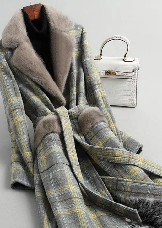 Relaxed and Fashionable Affordable Comfort Organic Green Peter Pan Collar Plaid Woolen Coats Winter