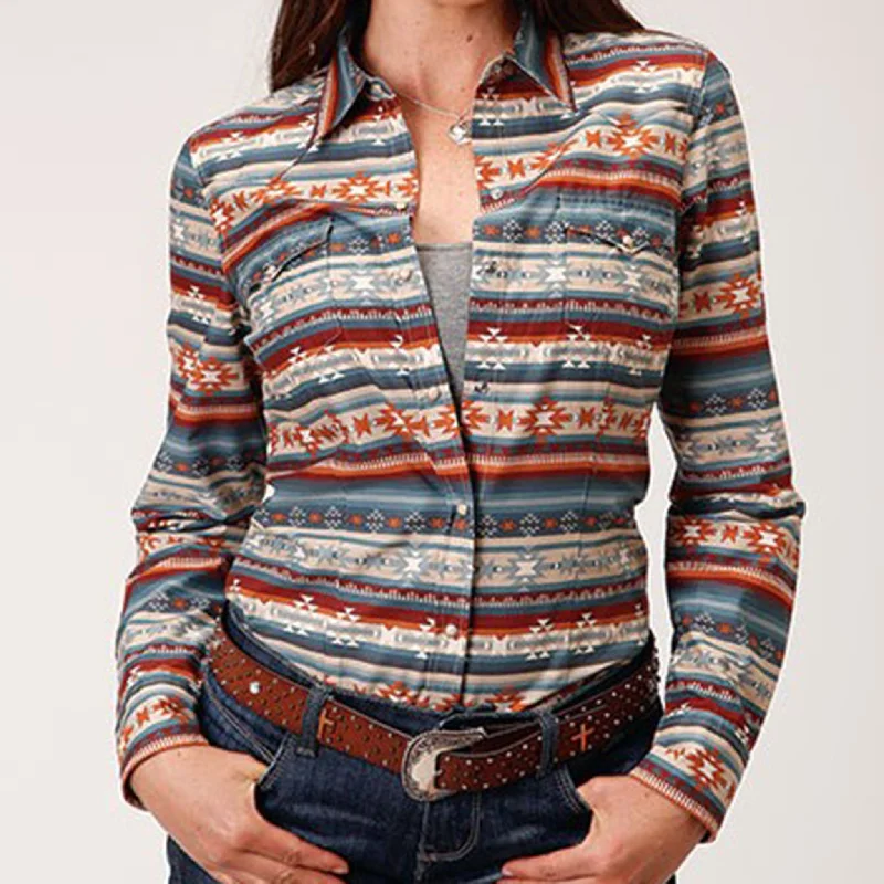 Everyday Comfort Wear Minimal Layers Roper Women's Sandstone Aztec Shirt