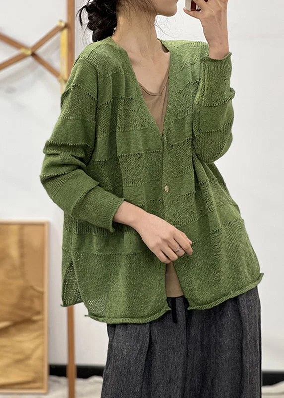 Everyday Wardrobe Essentials Soft Apparel French Green Button Side Open Cotton Knit Coats Long Sleeve Everyday Wardrobe Essentials Soft Apparel French Green Button Side Open Cotton Knit Coats Long Sleeve