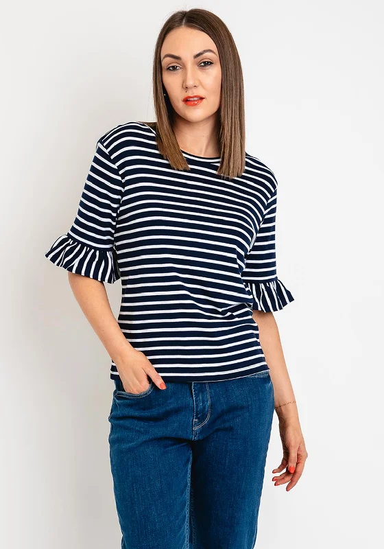 Versatile Outfits Trendy Vibes Freequent Marline Stripe T-Shirt, Navy Blazer