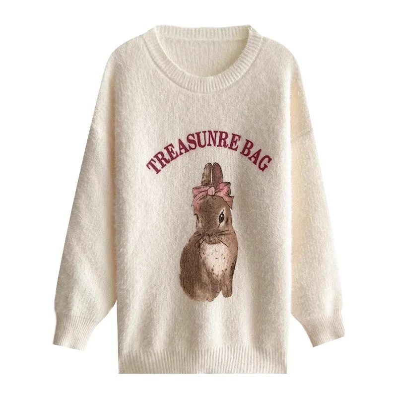 Relaxed Street Styles Comfortable Textiles sweet design jacquard round neck knitted top      S4682
