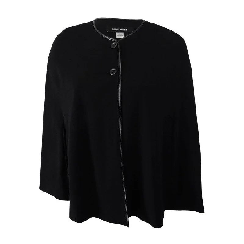 Effortless Chic Style Budget Comfort Nine West Women's Faux-Leather-Trim Cape Blazer