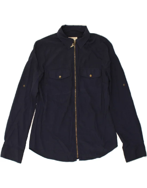 Modern Cozy Looks Elegant Comfort MICHAEL KORS Womens Shirt UK 10 Small Navy Blue Polyester