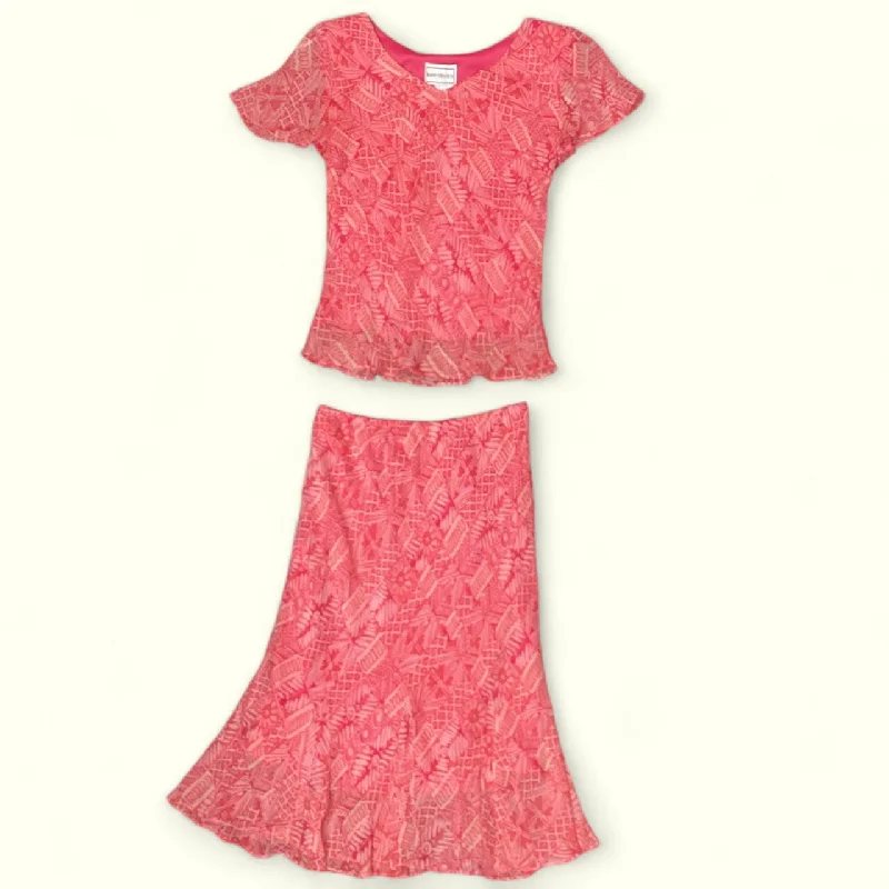 Comfortable Vibes Elegant Wear Skirt Set 2pc By Karin Stevens In Pink, Size: 10