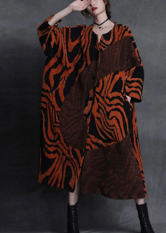 Simple Wear Trendy Comfortwear Art Orange Patchwork Button fashion Fall woolen coats