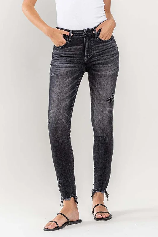 Trendy Cozy Apparel Minimal Layers Lovervet Raw Hem Cropped Skinny Jeans