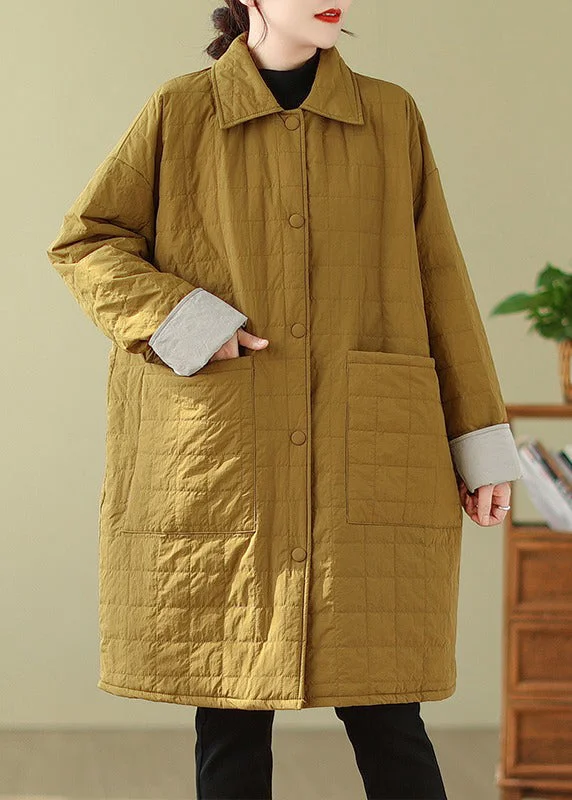 Street Chic Clothing Soft Apparel Yellow Pockets Patchwork Fine Cotton Filled Coats Peter Pan Collar Winter Street Chic Clothing Soft Apparel Yellow Pockets Patchwork Fine Cotton Filled Coats Peter Pan Collar Winter
