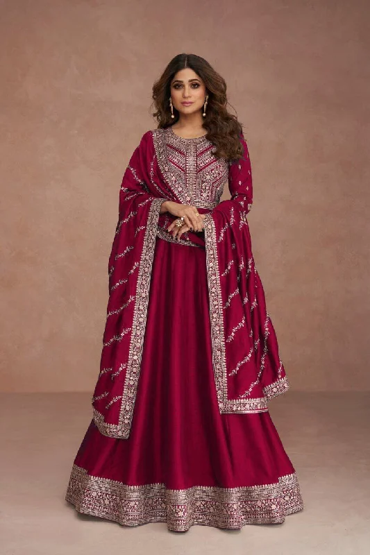 Comfy Daily Outfits Street Comfort Premium Silk With Sequence Embroidery Work Anarkali Designer Suit in 4 colors