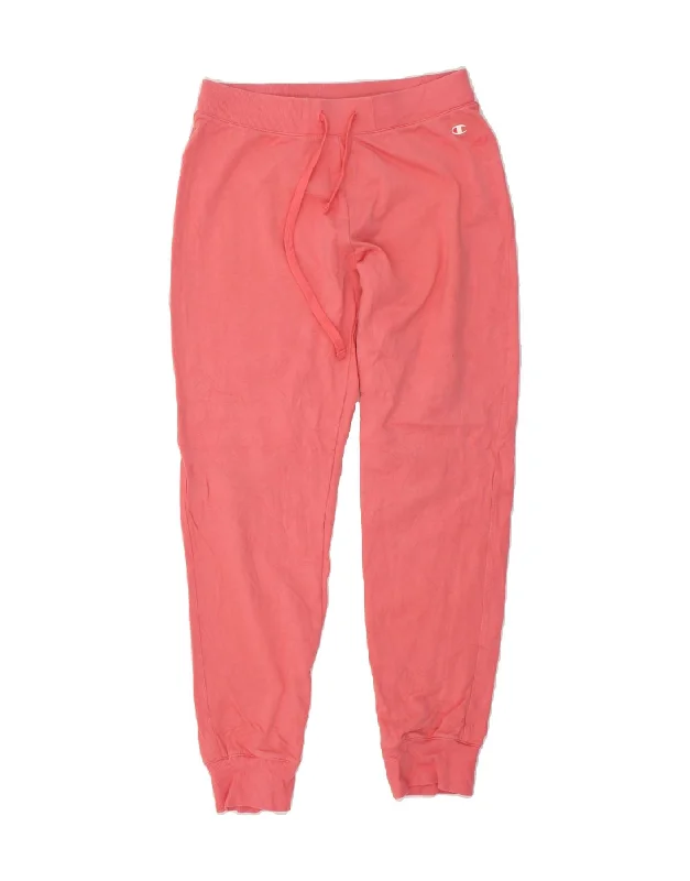 CHAMPION Womens Tracksuit Trousers Joggers UK 14 Medium Pink Cotton