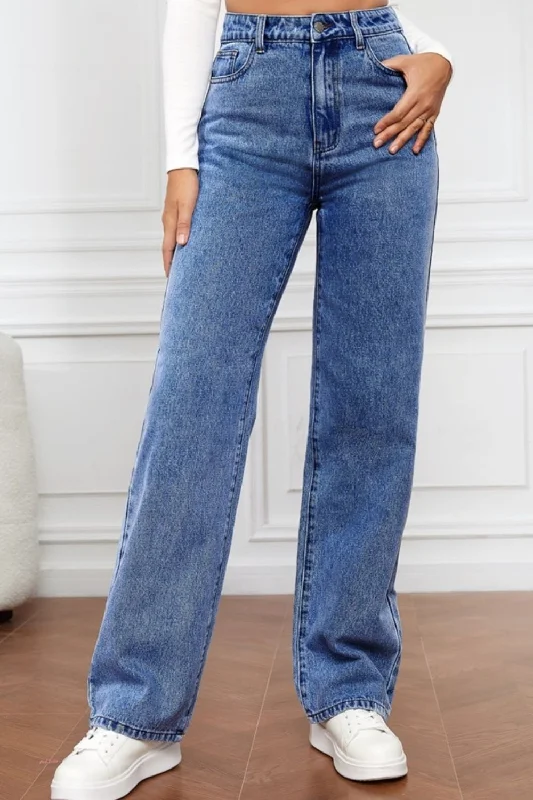 Cozy Essentials Modern Comfort High Waist Straight Jeans