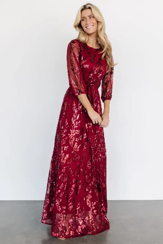Casual Comfort Clothing Casual Vibes Destiny Sequin Maxi Dress | Wine