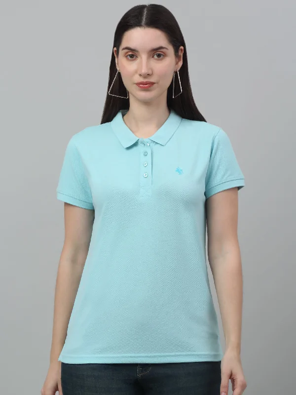 Soft-Fit Clothes Stylish Attire Women's Casual Regular Short Sleeve Aqua Polo neck T-Shirt Soft-Fit Clothes Stylish Attire Women's Casual Regular Short Sleeve Aqua Polo neck T-Shirt