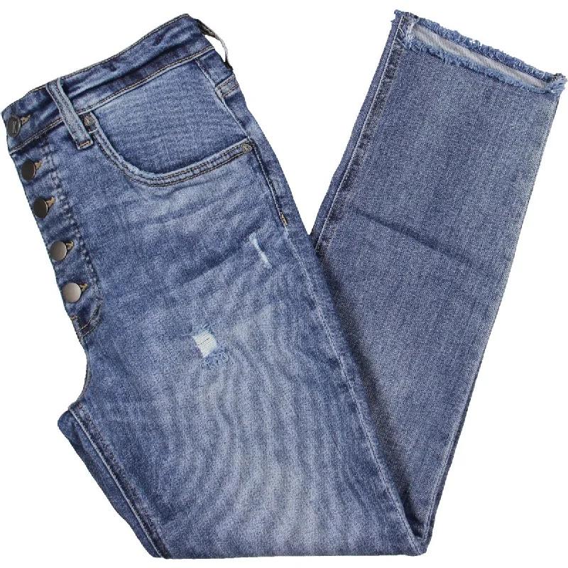 Cozy Fashion Trends Soft Comfortwear Fab Ab Womens High-Rise Distressed Mom Jeans