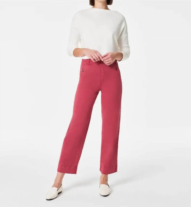 Soft-Fit Wear Soft Fashionwear Stretch Twill Cropped Wide Leg Pant In Wild Rose
