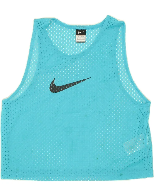 NIKE Womens Oversized Crop Graphic Vest Top UK 10 Small Turquoise