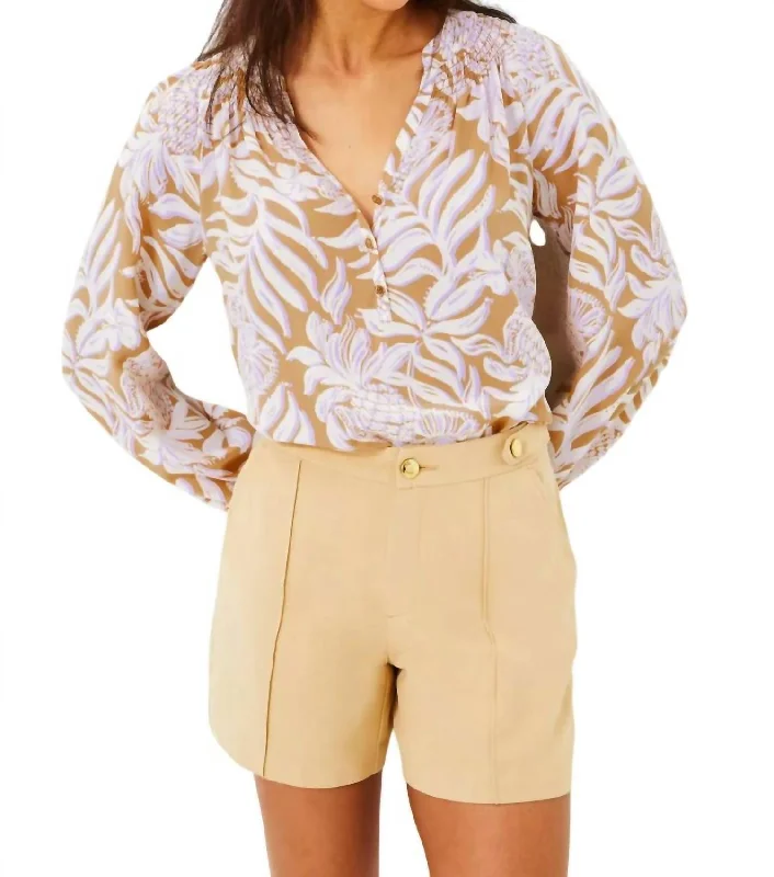 Relaxed Chic Simple Comfort Style Deloria Linen Short In Sand Bar