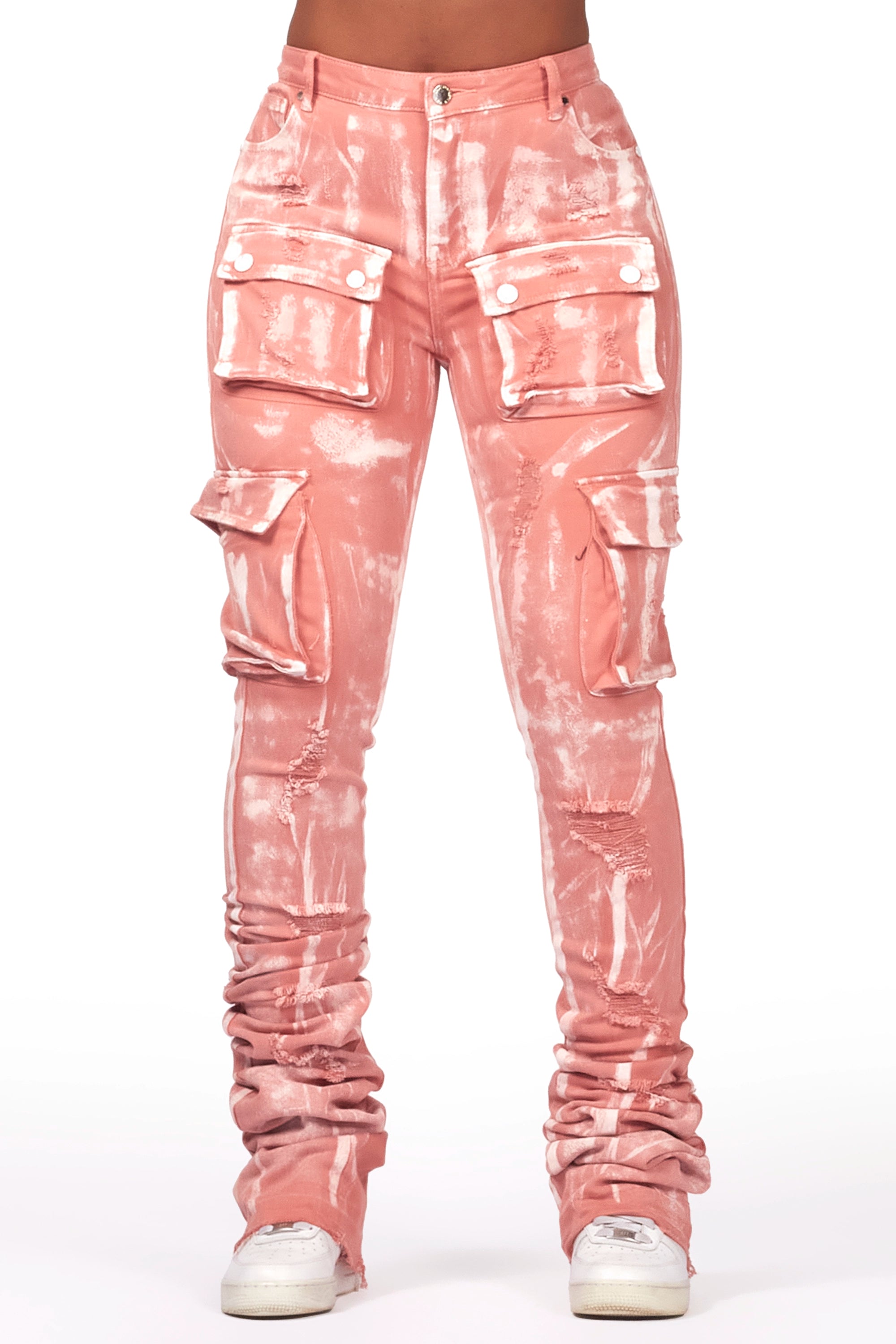 Stylish Daily Outfits Relaxed Pieces Kania Pink Cargo Super Stacked Jean