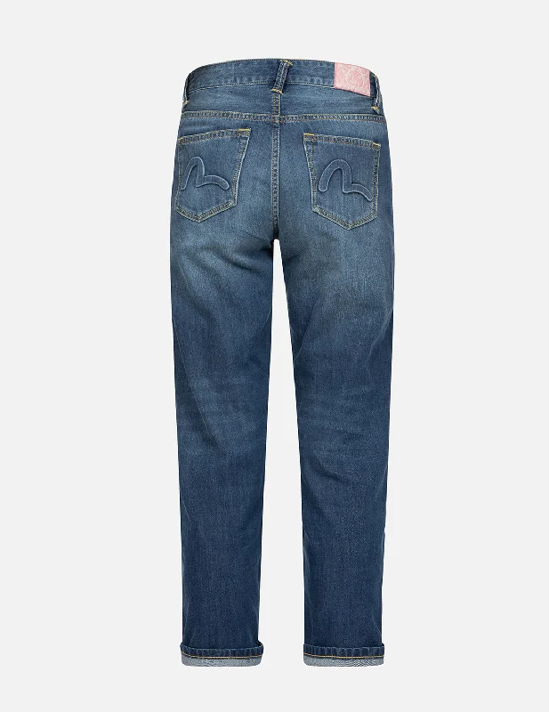 Chic Vibes Casual Wardrobe Seagul Embossed Pockets Relax Fit Jeans