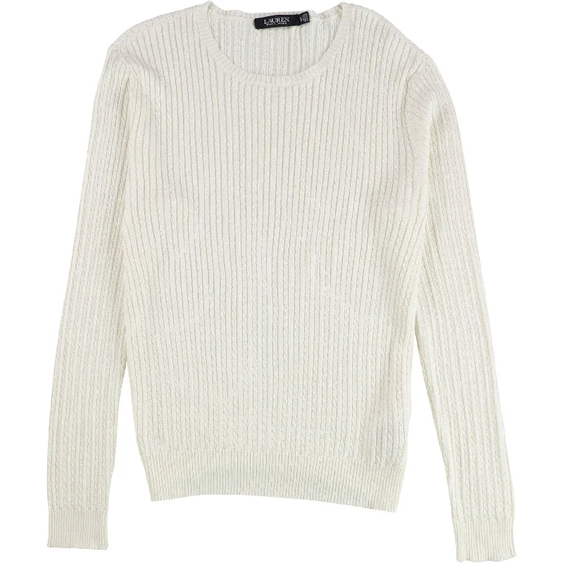 Ralph Lauren Womens Cable Knit Sweater, White, X-Large