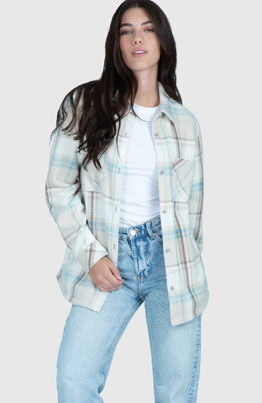 Chic Comforts Pieces Smart Comfort Blue Latte Polar Fleece Shirt Jacket