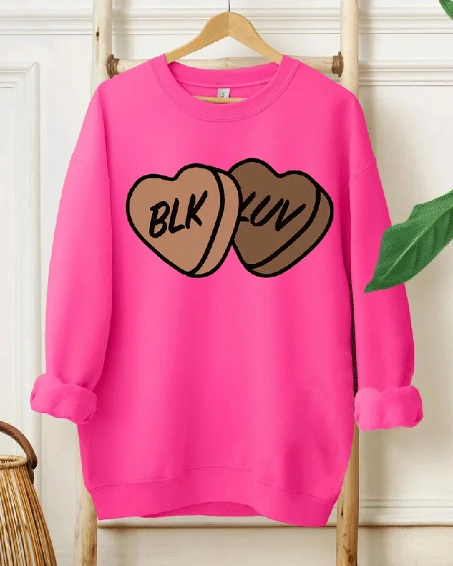 Relaxed Wear Fits Chic Comfort Black Love Art Long Sleeve Sweatshirt