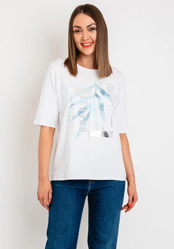 Soft Comfort Fits Everyday Style Rabe Metallic Graphic Print T-Shirt, White