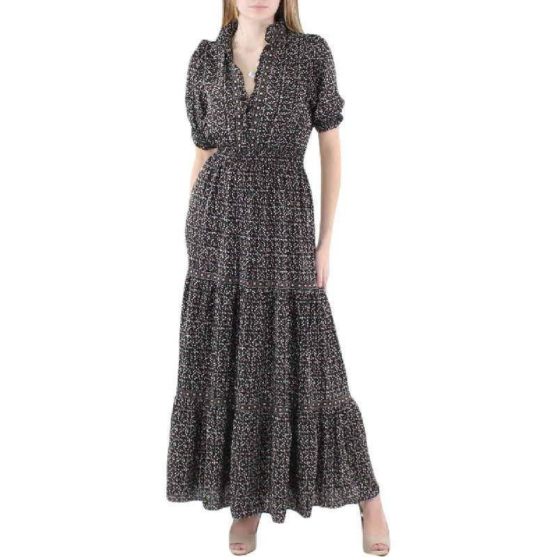 Simple Stylish Wear Chic and Cozy Max Studio Womens Printed Ruffled Maxi Dress