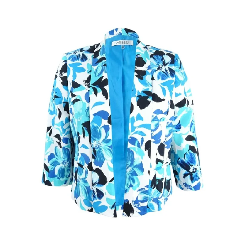 Relaxed Street Styles Casual Comfort Kasper Women's Floral-Print Shawl-Collar Blazer