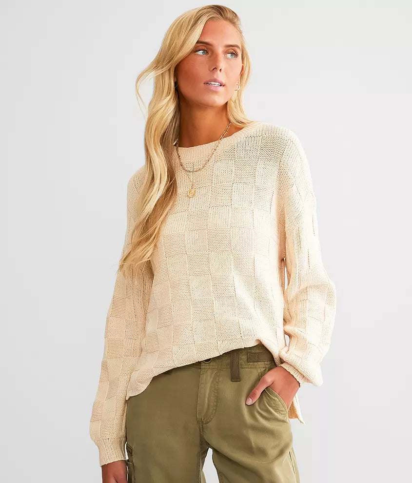 Relaxed Wear Fits Cool Layers Z Supply Foster Checker Sweater Whisper White