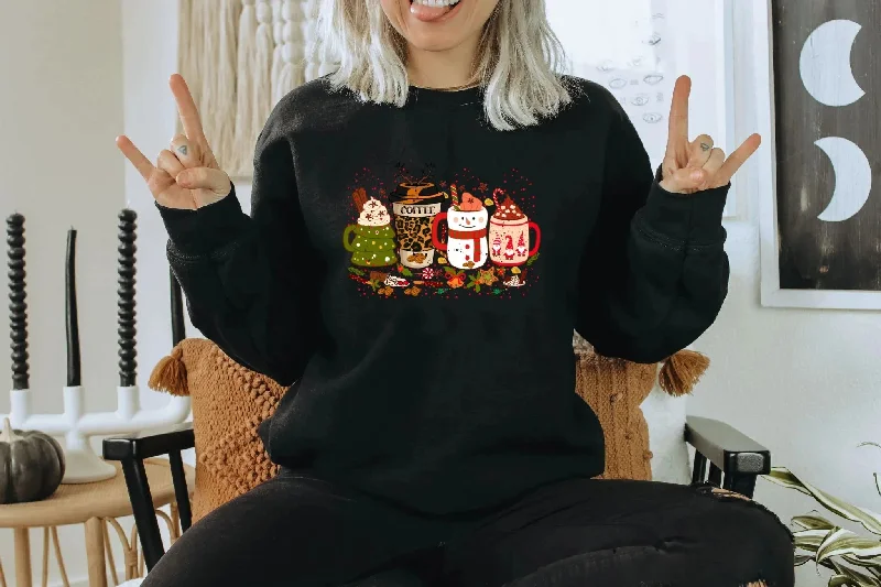 Trendy Comfortables Easy Style Colored Coffee Party Aesthetic Cotton Jumper Christmas Hoodie