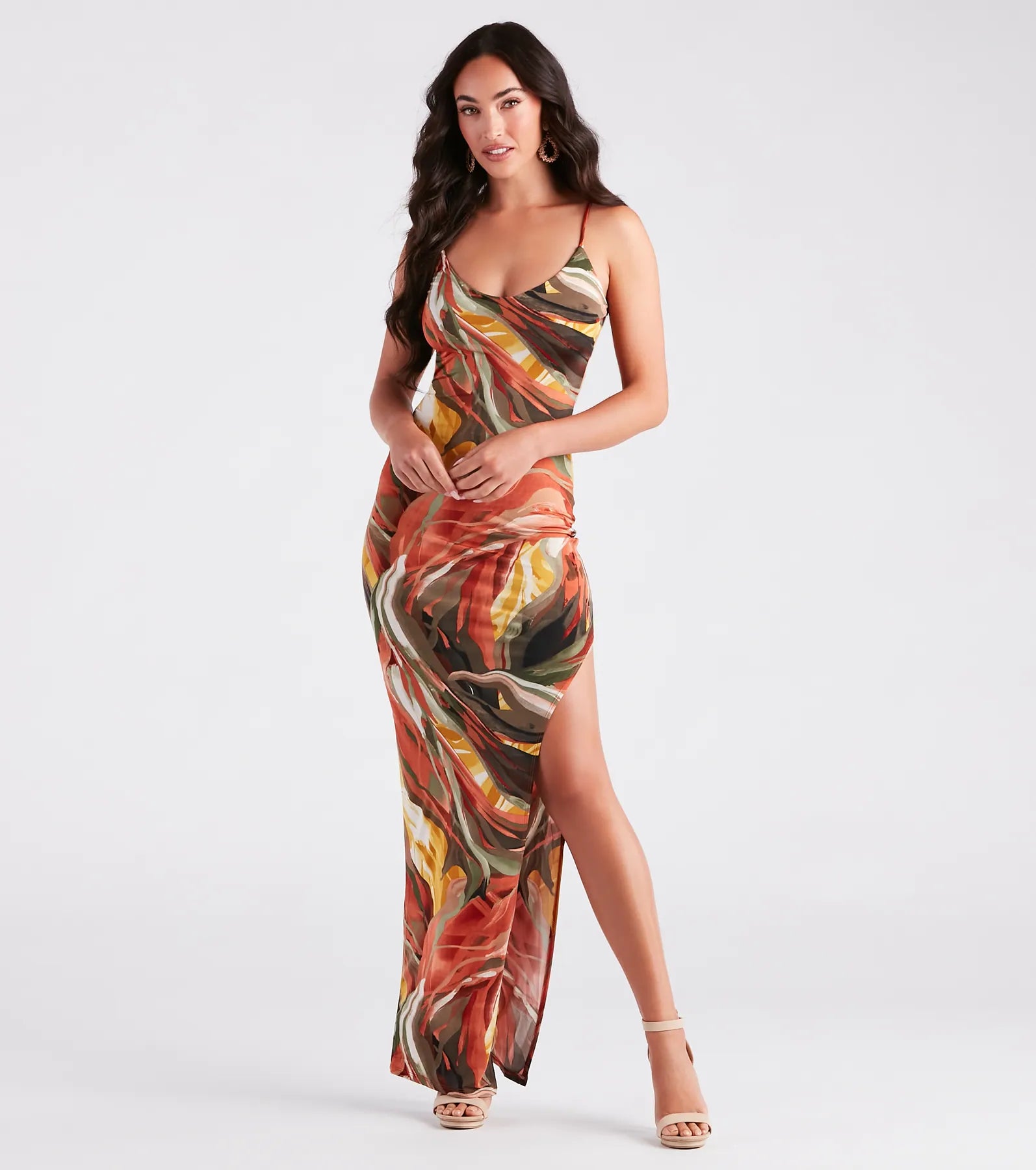 Affordable Outfits Comfort Wardrobe Elite Summer Style Marble Print Maxi Dress
