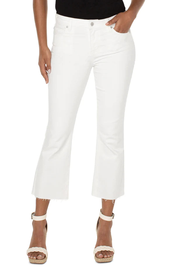 Trendy Cozy Apparel Easy Fashion Liverpool Hannah Crop Flare with Cut Hem Bone White