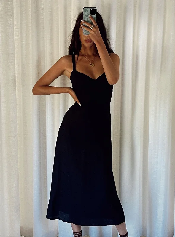 Simple Stylish Wear Chic Textures Georgia Midi Dress Black