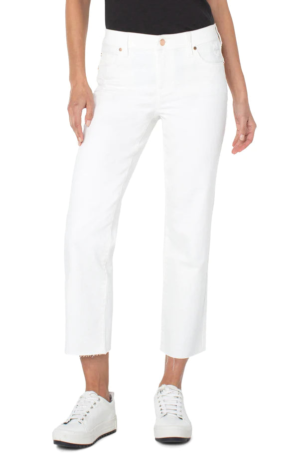 Relaxed and Fashionable Stylish Attire Liverpool Kennedy Crop Straight with Cut Hem Bone White