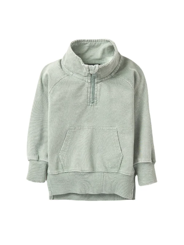 Cozy Street Looks Affordable Layers Quarter Zip Pullover - Basil Wash