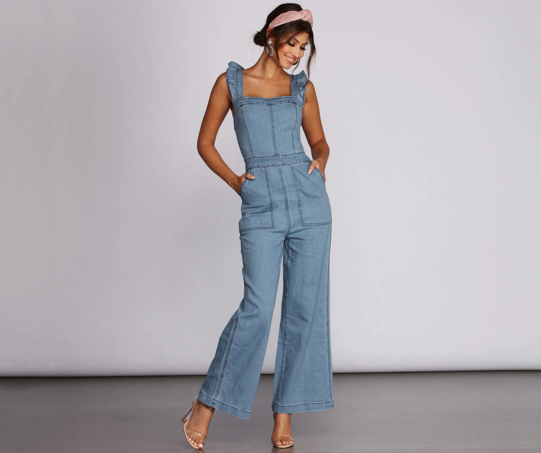 Effortless Soft Layers Day Comfort Go Wide Denim Jumpsuit