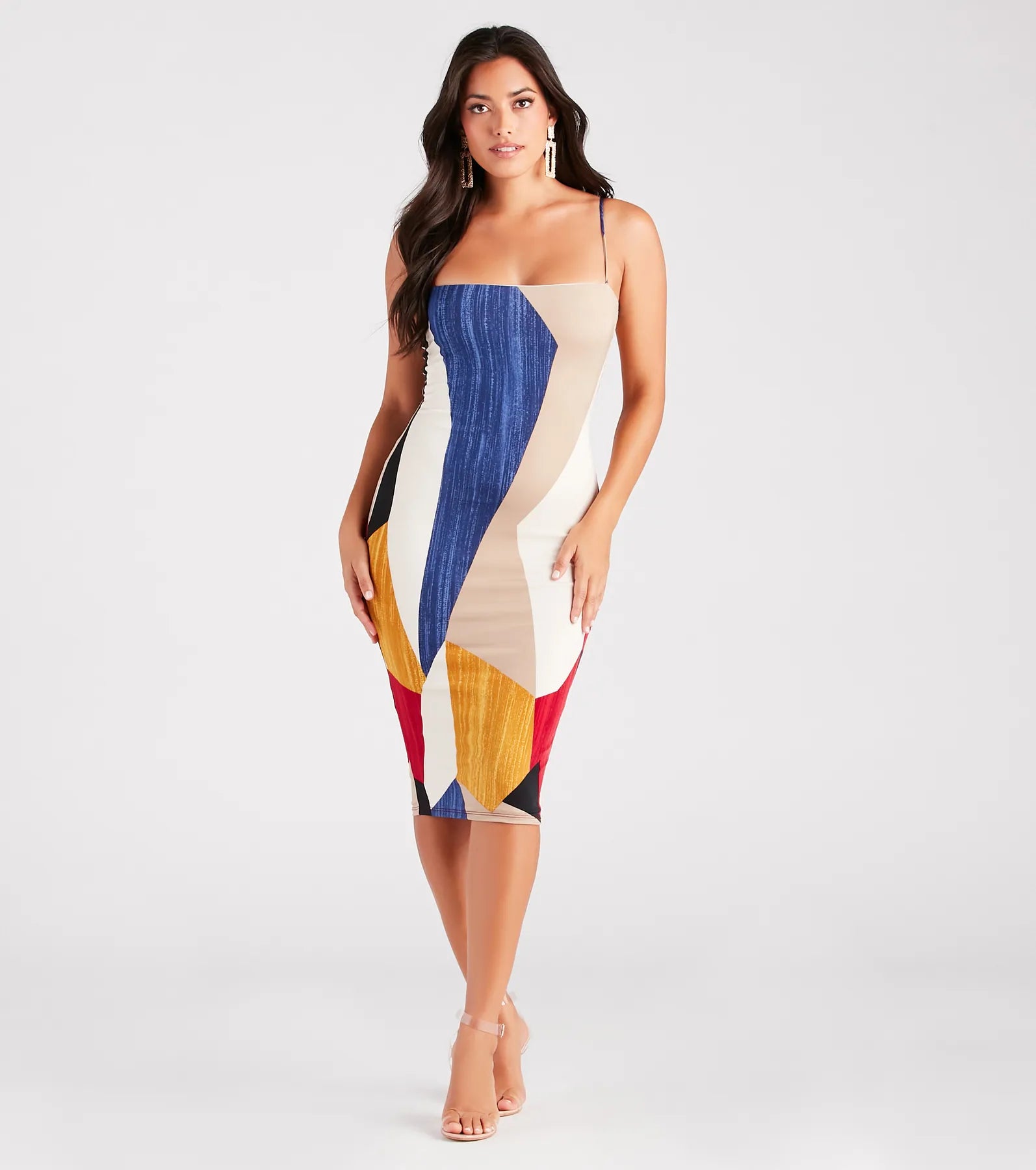 Comfy Fashion Trends Soft Layers Show Up And Stun Geometric Print Midi Dress