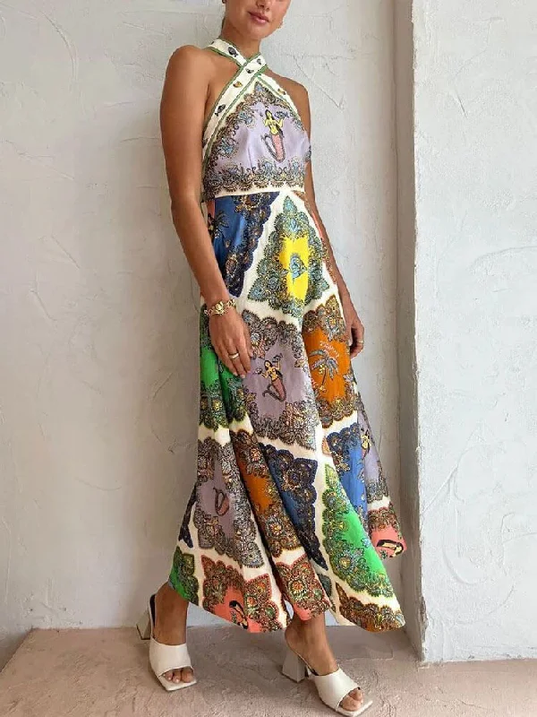 Street Chic Clothing Cozy Styles Paisley Satin Stylish Floral Midi Dress