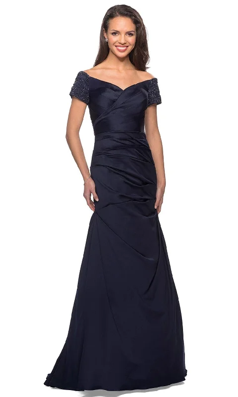 Trendy Comfortables Fashionable Comfortwear La Femme 25996 - Embellished Pleated Long Dress Trendy Comfortables Fashionable Comfortwear La Femme 25996 - Embellished Pleated Long Dress