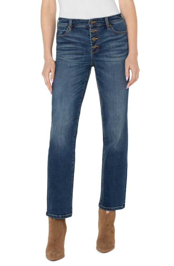 Affordable Chic Fits Trendy Comfortwear Liverpool Kennedy Straight with Exposed Button Fly Marengo