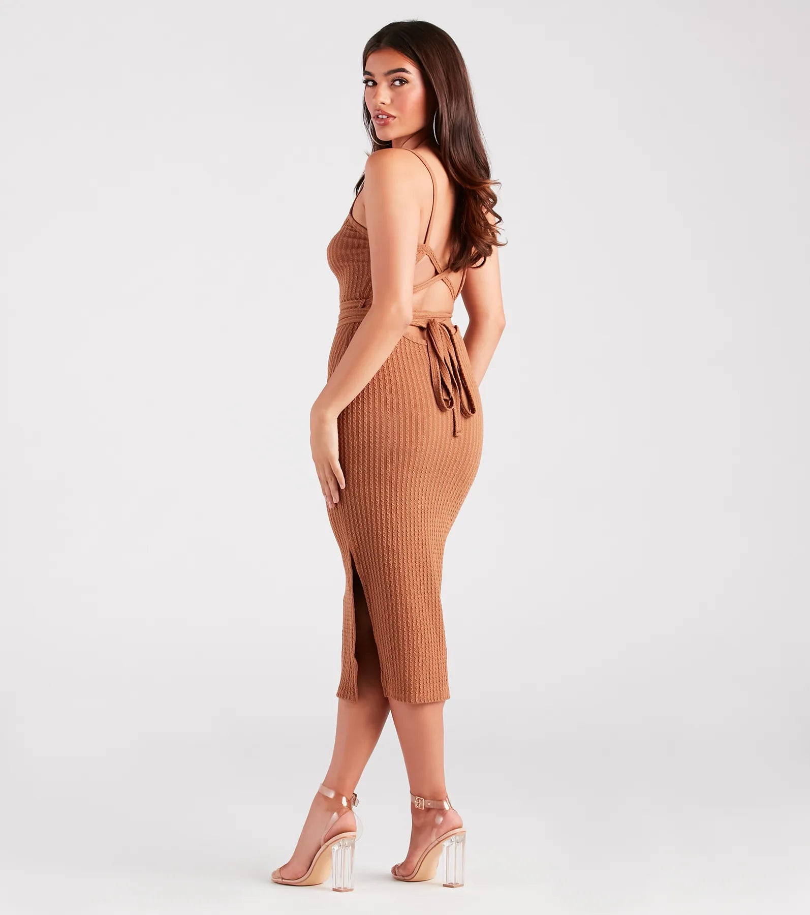 Relaxed Textiles Casual Comfort Trendsetting Cutie Cable Knit Lace-Up Dress